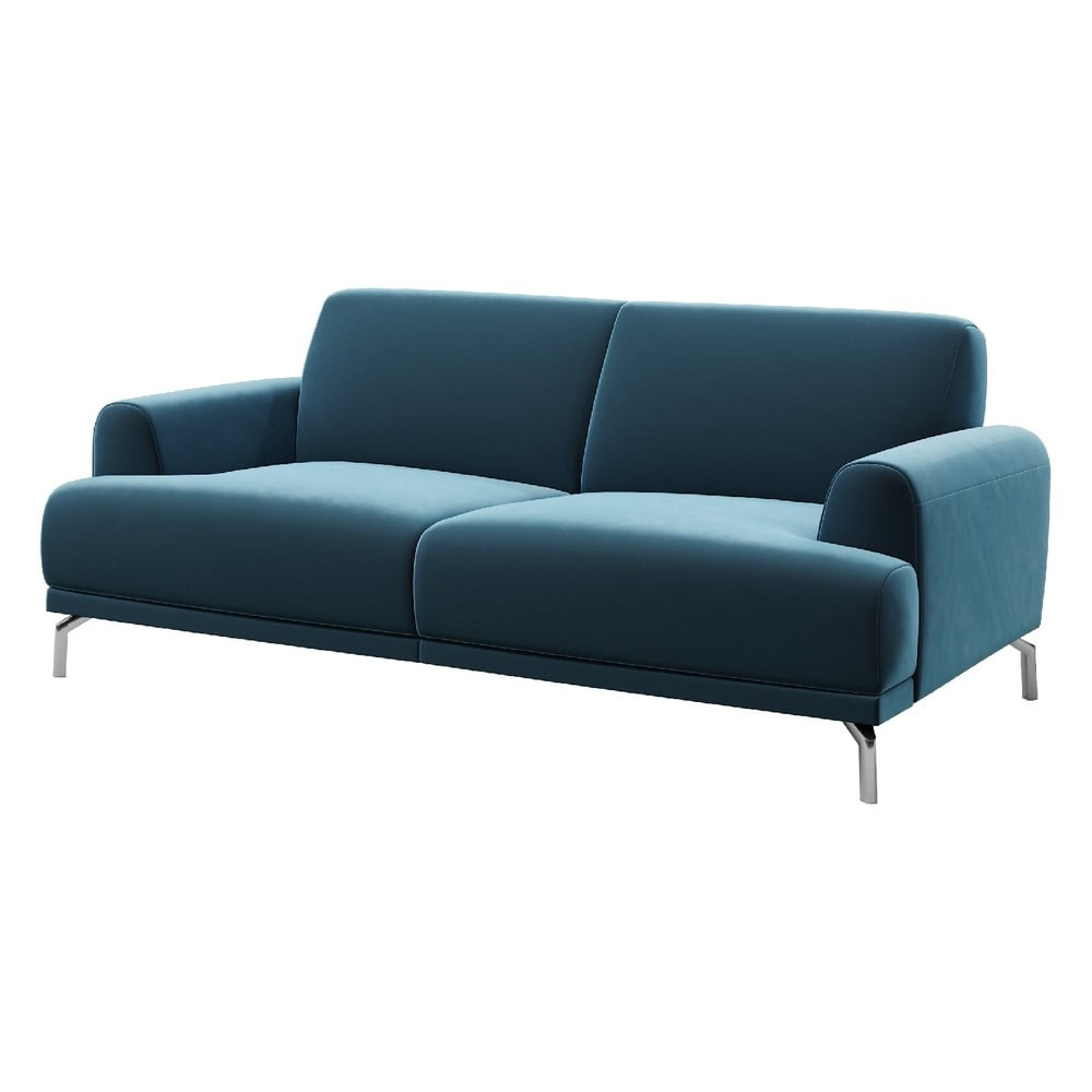 Modrá sametová pohovka MESONICA Puzo, 170 cm - Obrázek 2