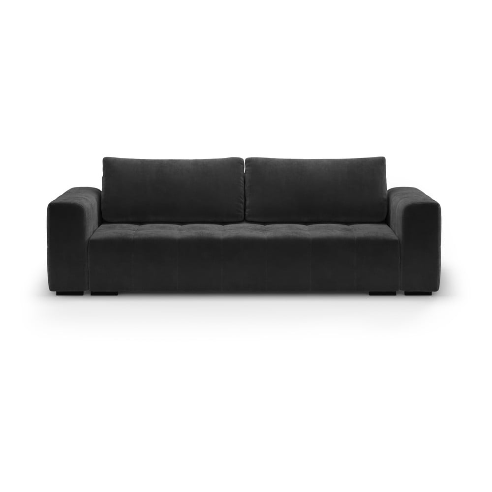 Tmavě šedá sametová rozkládací pohovka Milo Casa Luca Tmavě šedá sametová rozkládací pohovka Milo Casa Luca