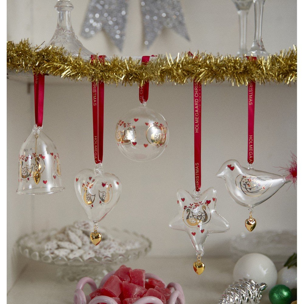 Skleněná ručně foukaná vánoční ozdoba 8 cm Ann-Sofi Romme Annual Christmas Heart 2025 – Holmegaard - Obrázek 2