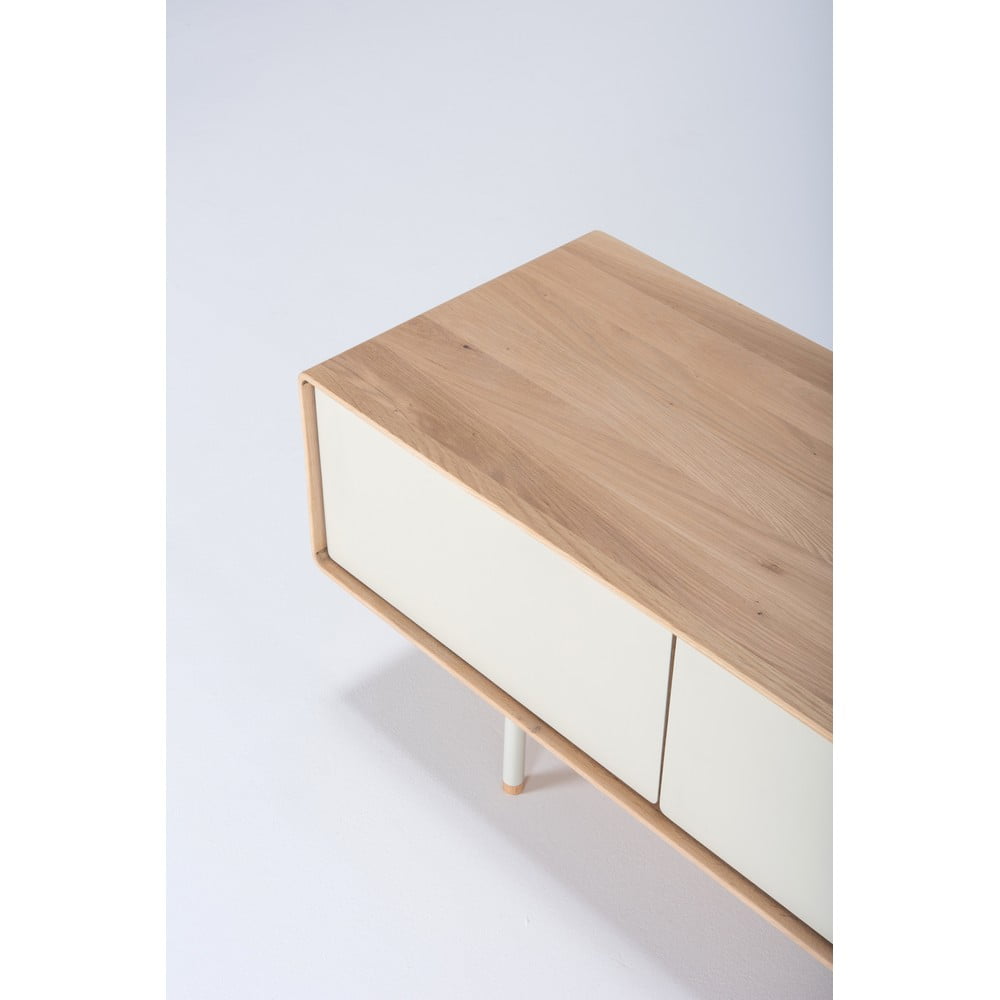 TV stolek z dubového dřeva v bílo-přírodní barvě 160x48 cm Fina – Gazzda - Obrázek 2