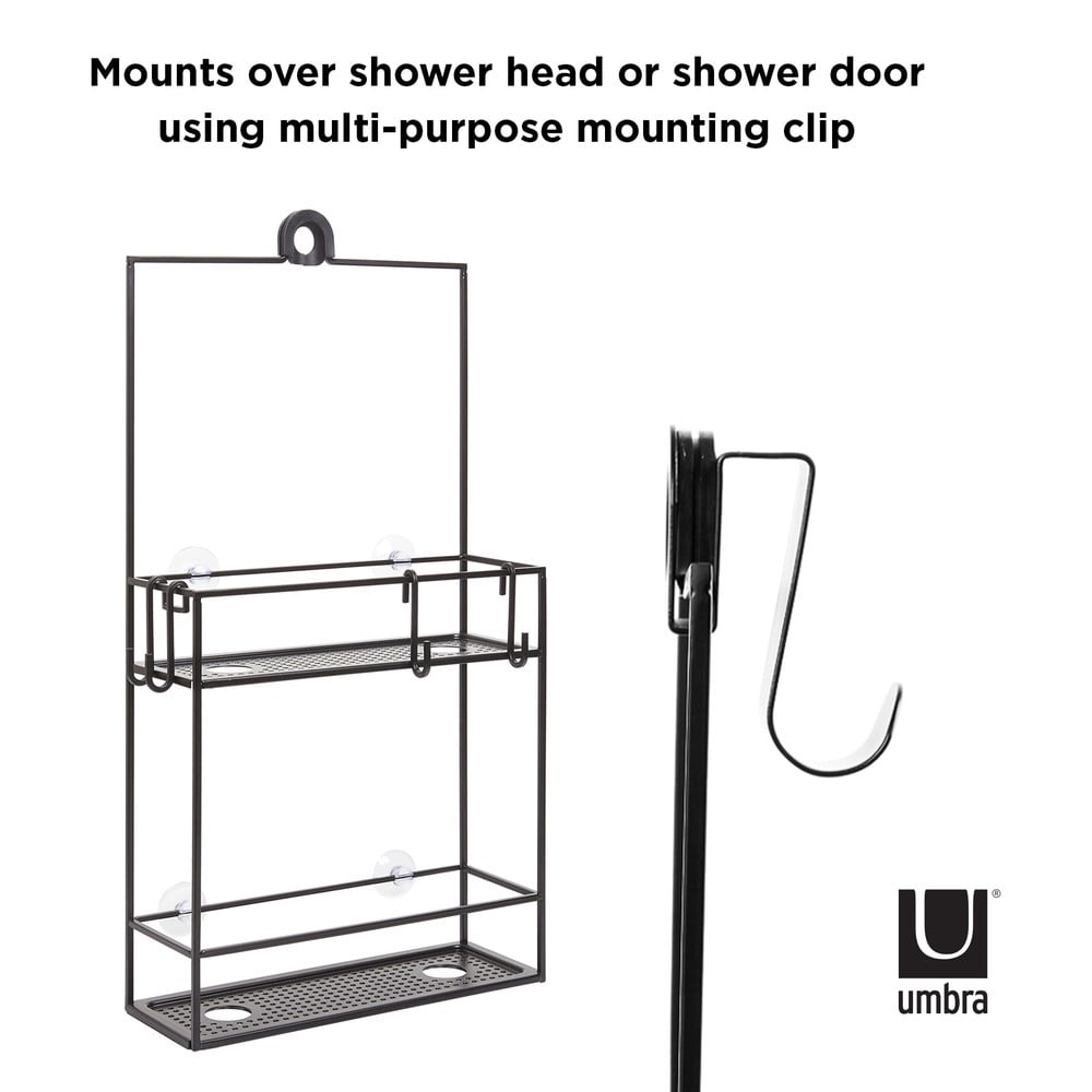 Černá závěsná ocelová koupelnová polička Cubiko – Umbra - Obrázek 2