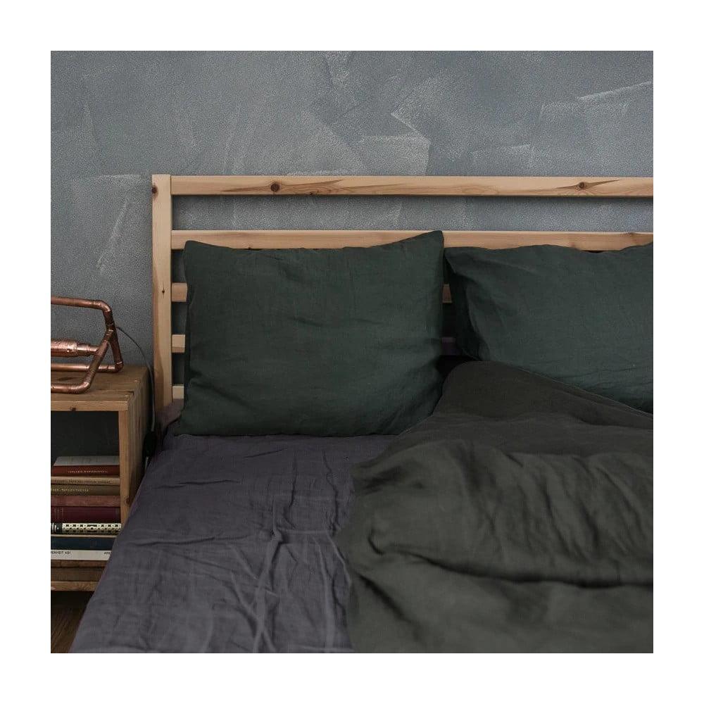 Tmavě šedé lněné elastické prostěradlo Linen Tales, 180 x 200 cm - Obrázek 2