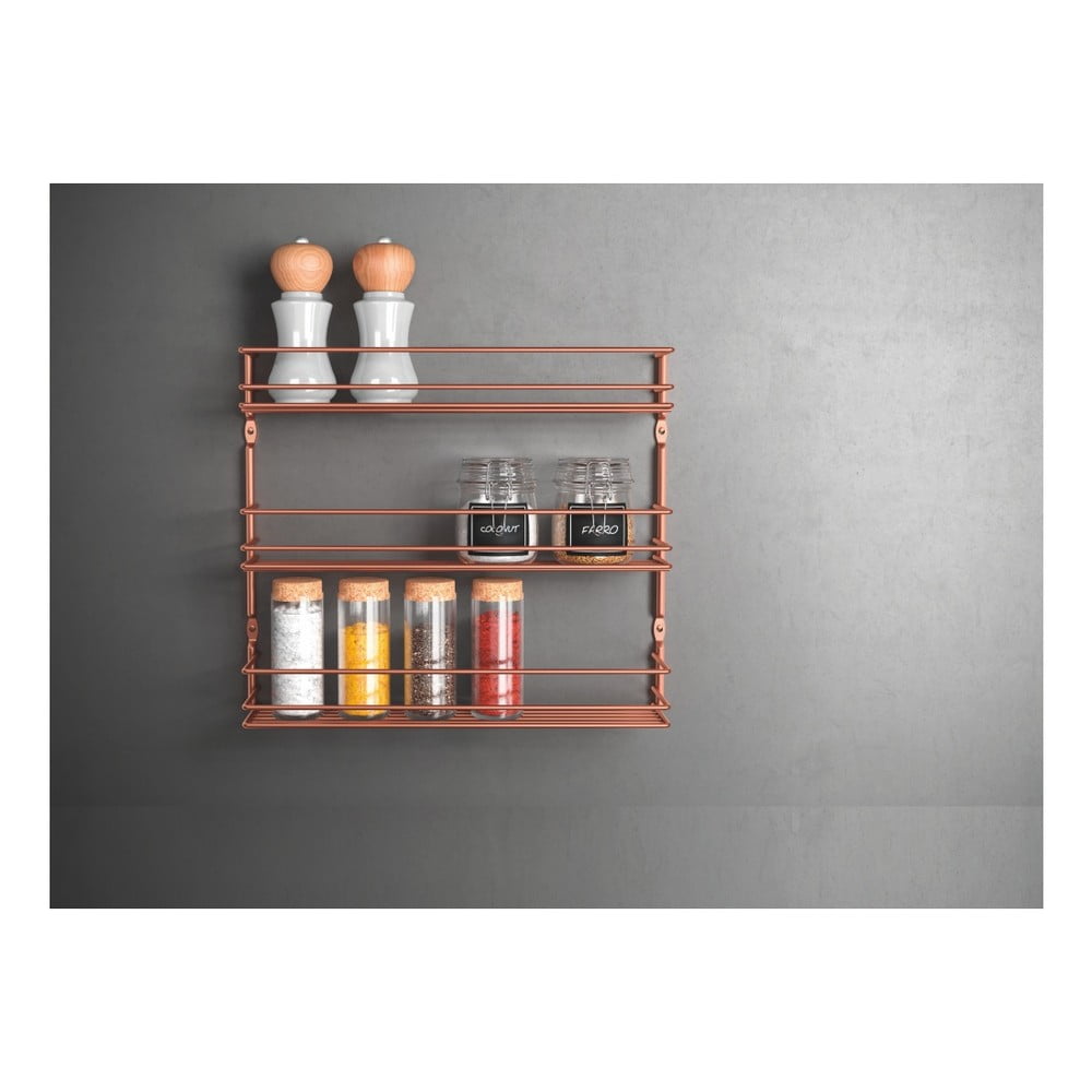 Nástěnný regál na kořenky s 3 policemi v měděné barvě Metaltex - Obrázek 2