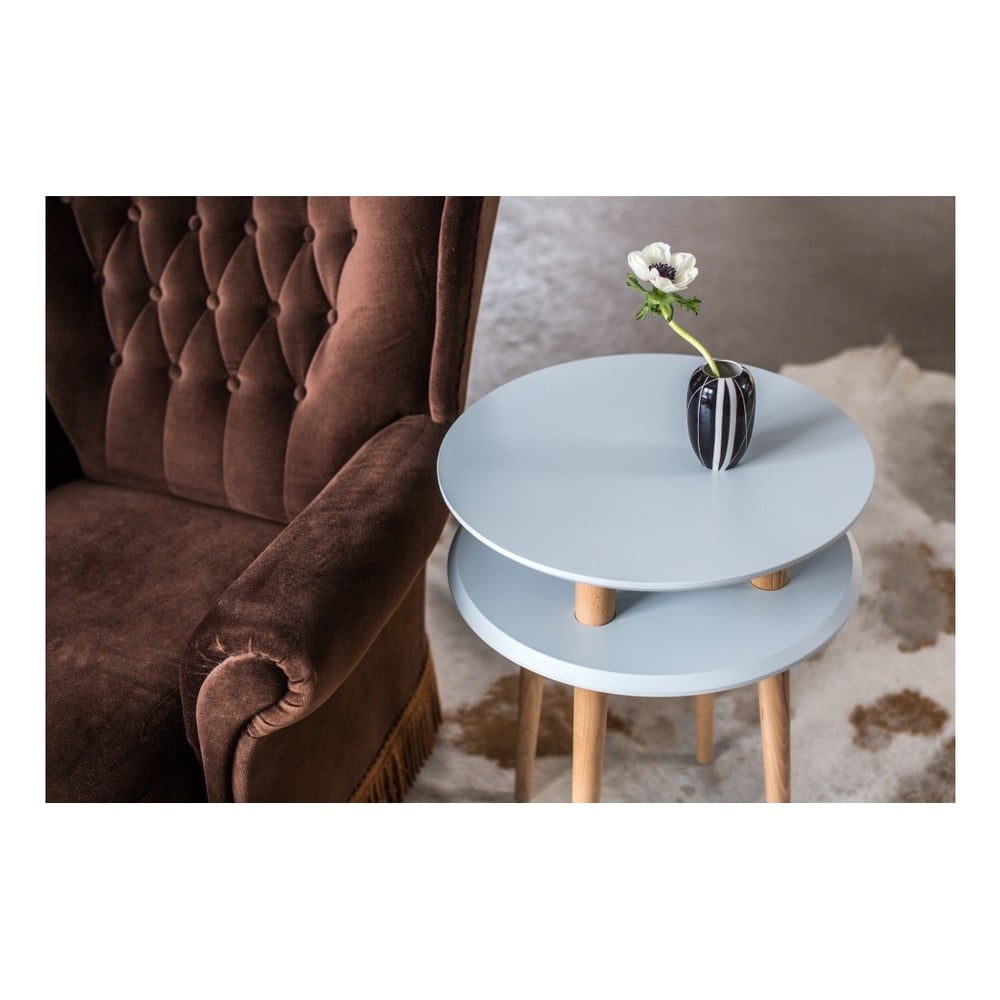 Světle šedý konferenční stolek s přírodními nohami Ragaba UFO, Ø 70 cm - Obrázek 2