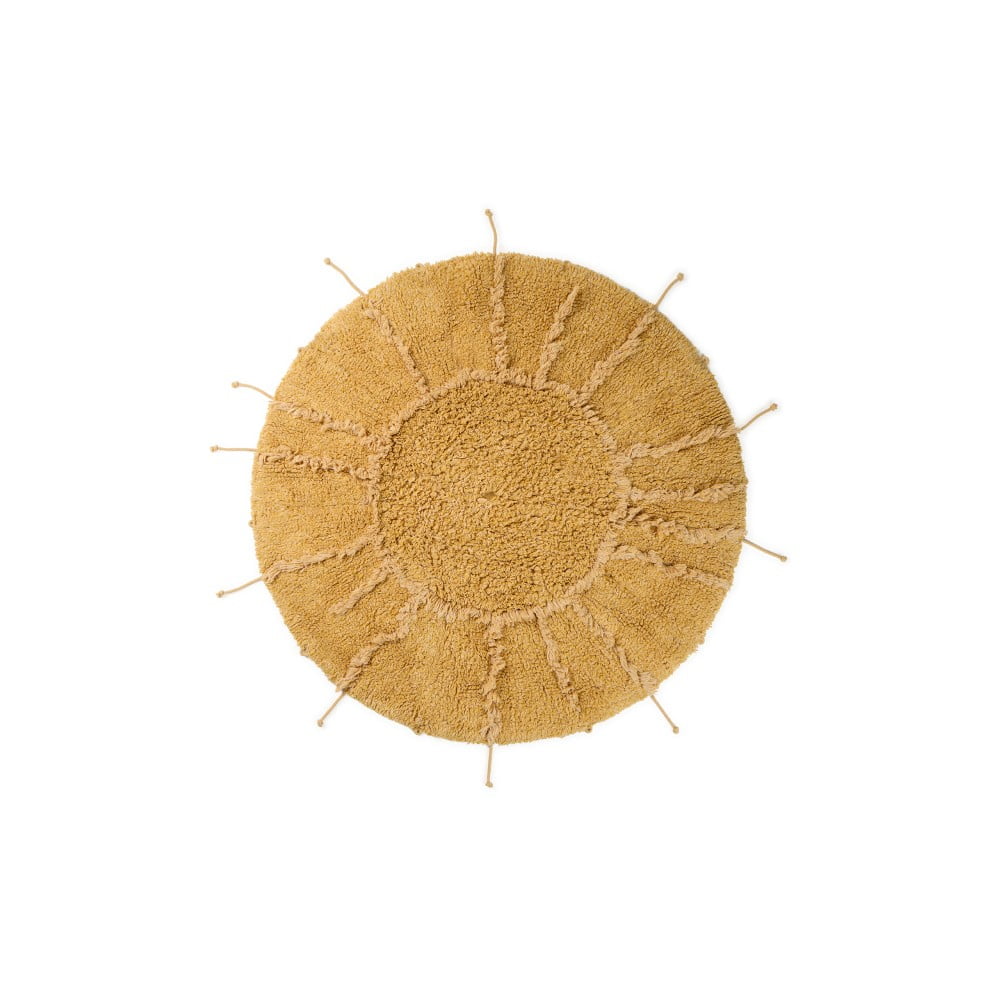 Pratelný ručně tkaný bavlněný kulatý koberec v hořčicové barvě ø 100 cm Solar Multishape – Lorena Canals Pratelný ručně tkaný bavlněný kulatý koberec v hořčicové barvě ø 100 cm Solar Multishape – Lorena Canals