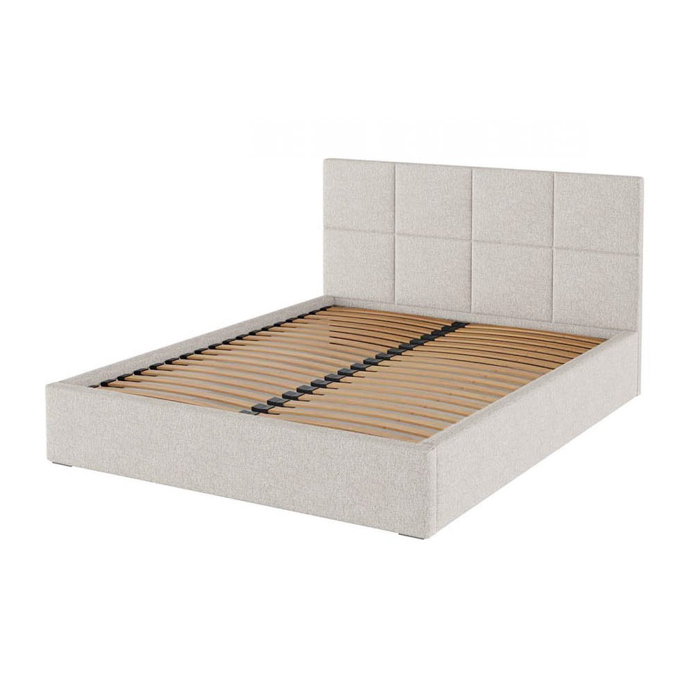 Béžová čalouněná dvoulůžková postel s úložným prostorem s roštem 180x200 cm Bufo – MESONICA - Obrázek 2