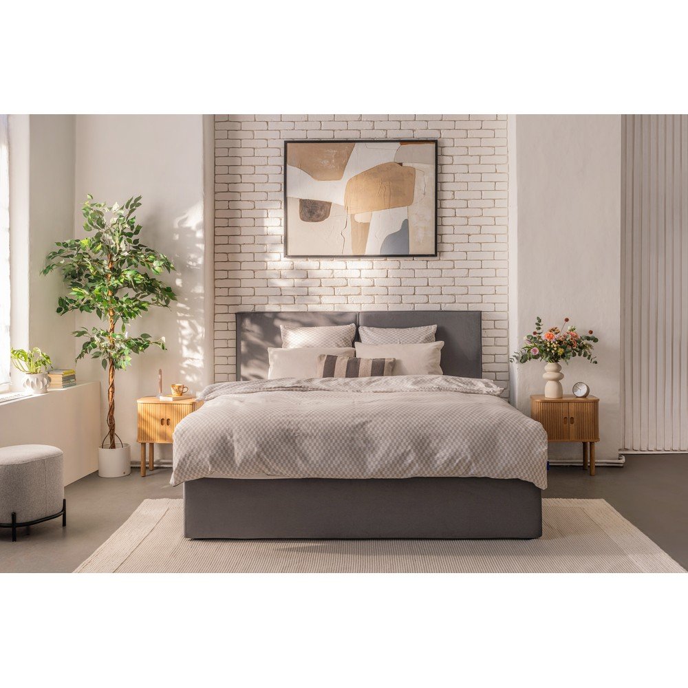 Šedá čalouněná dvoulůžková postel s úložným prostorem s roštem 160x200 cm Thessa Bold – Bonami Selection - Obrázek 2