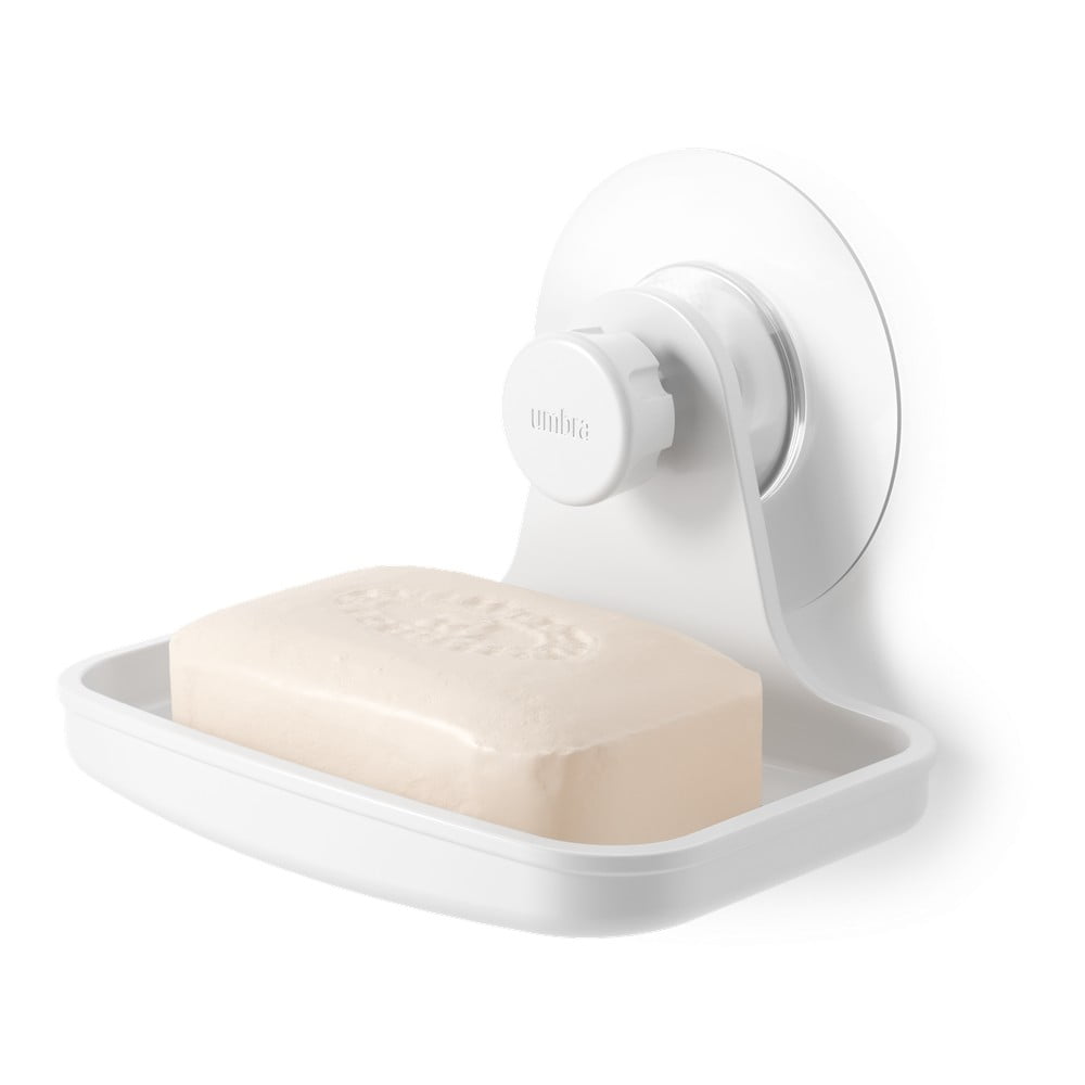 Bílá mýdlenka z recyklovaného plastu bez vrtání Flex – Umbra Bílá mýdlenka z recyklovaného plastu bez vrtání Flex – Umbra