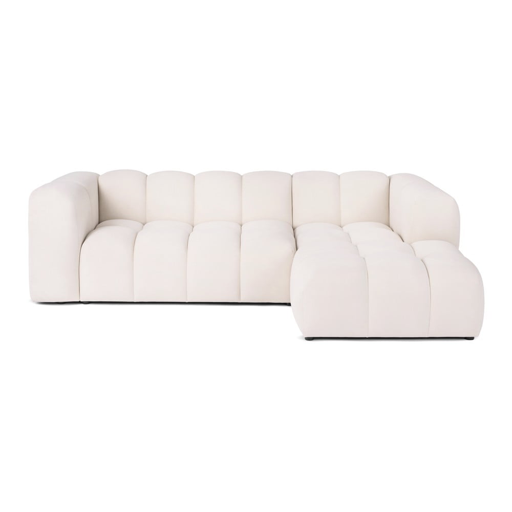 Krémová sametová rohová pohovka (pravý roh/s lenoškou) Cube – Bonami Selection Krémová sametová rohová pohovka (pravý roh/s lenoškou) Cube – Bonami Selection