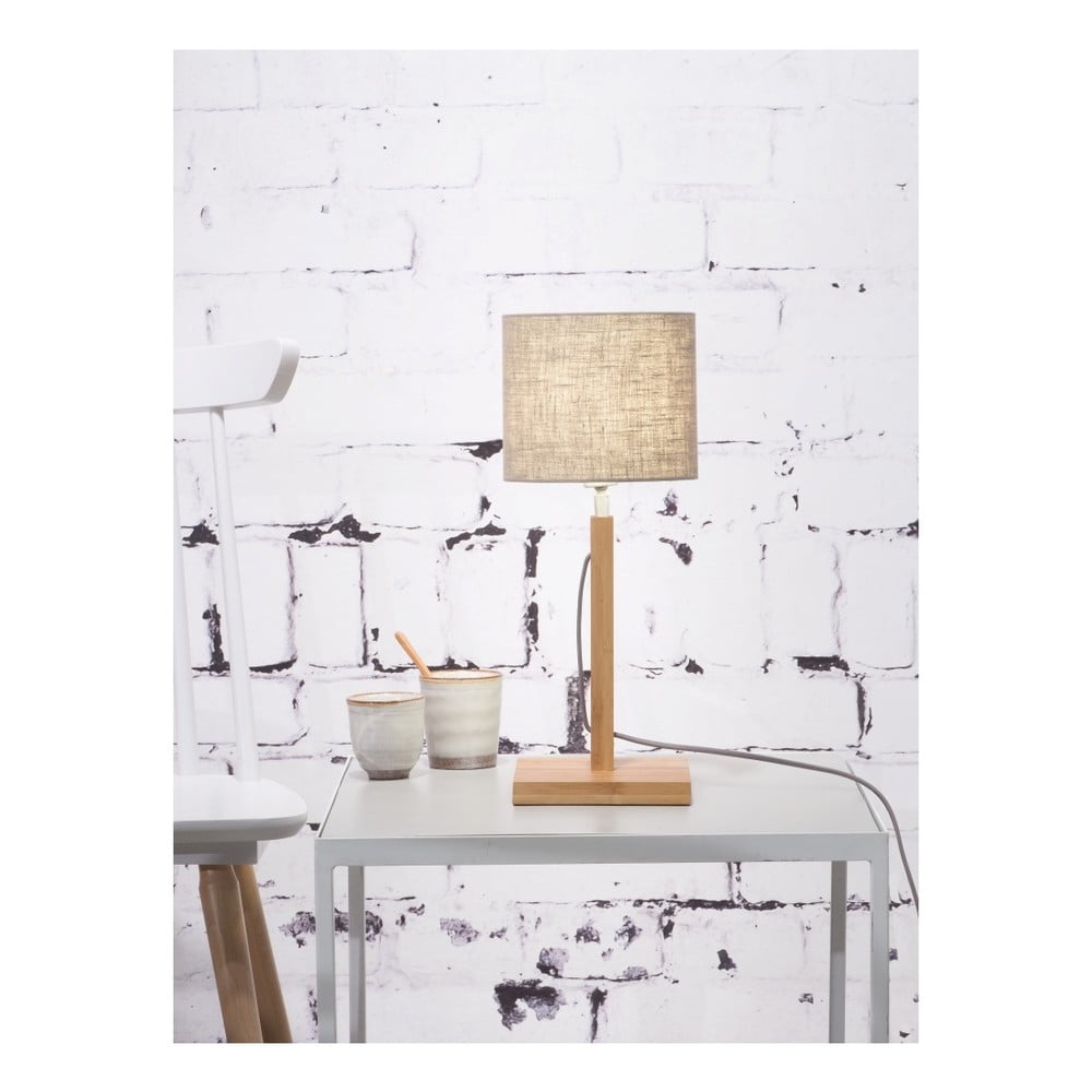 Stolní lampa se světle béžovým stínidlem a konstrukcí z bambusu Good&Mojo Fuji - Obrázek 2