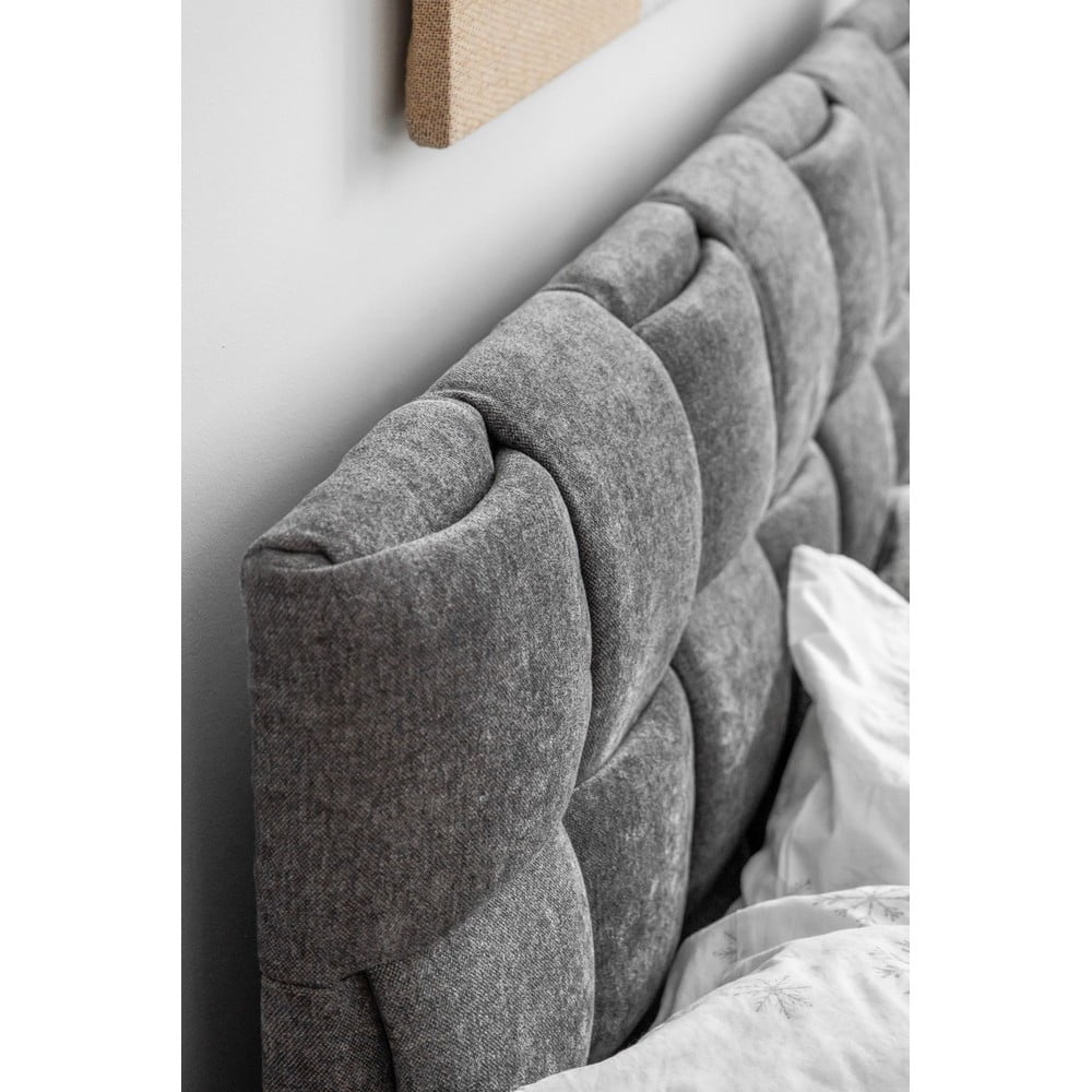 Šedá čalouněná dvoulůžková postel s roštem 160x200 cm Eve – Miuform - Obrázek 2