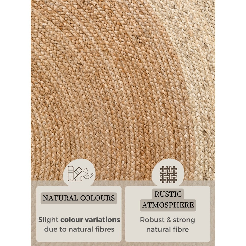 Oboustranný/ručně tkaný jutový kulatý koberec v přírodní barvě ø 240 cm Jutta Gold – Hanse Home - Obrázek 2