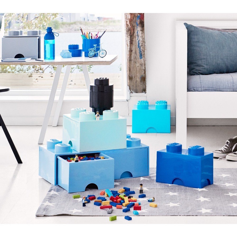 Světle modrý úložný box se dvěma šuplíky LEGO® - Obrázek 2