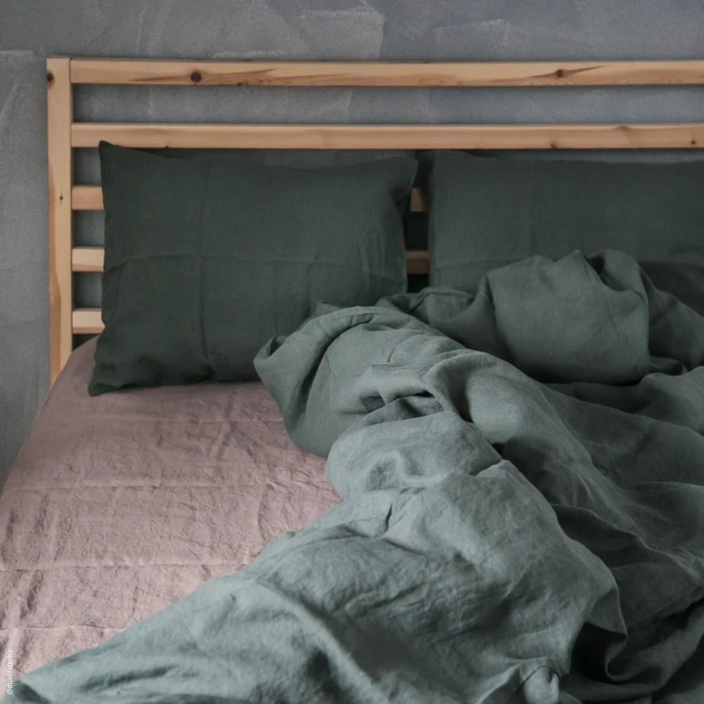 Lněný povlak na polštář 80x80 cm Forest Green – Linen Tales - Obrázek 2