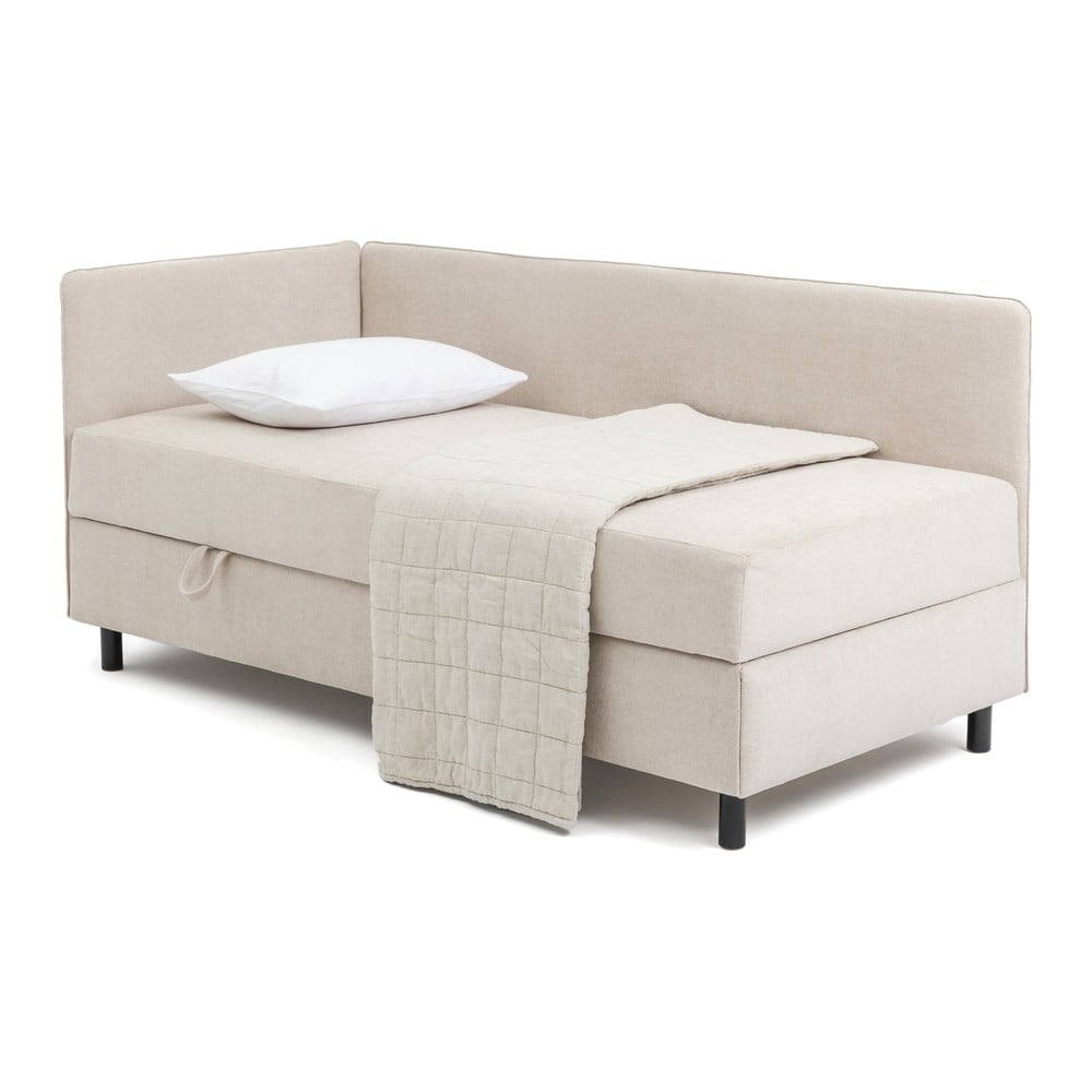 Béžová čalouněná jednolůžková postel s úložným prostorem s matrací 120×200 cm Avela – Bonami Selection Béžová čalouněná jednolůžková postel s úložným prostorem s matrací 120×200 cm Avela – Bonami Selection