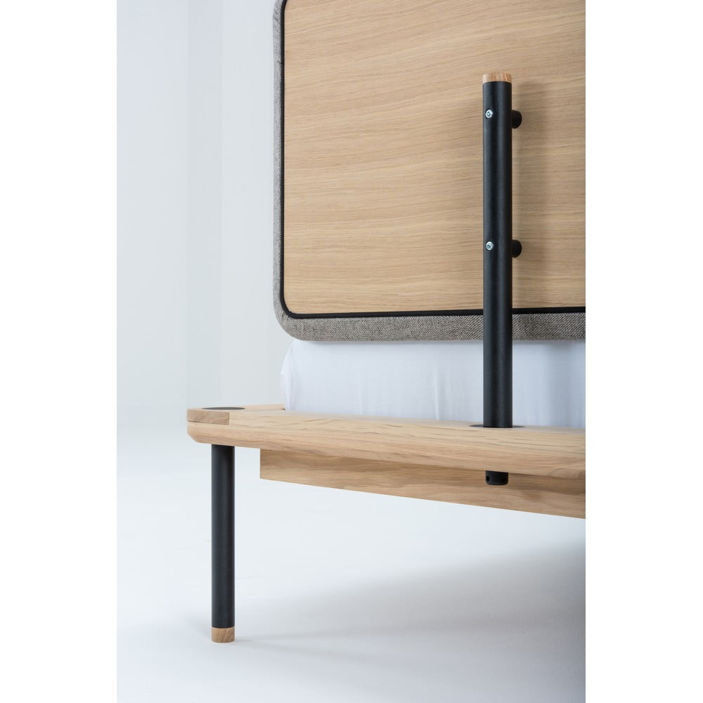 Šedá/přírodní dvoulůžková postel z dubového dřeva s roštem 180x200 cm Fina – Gazzda - Obrázek 2