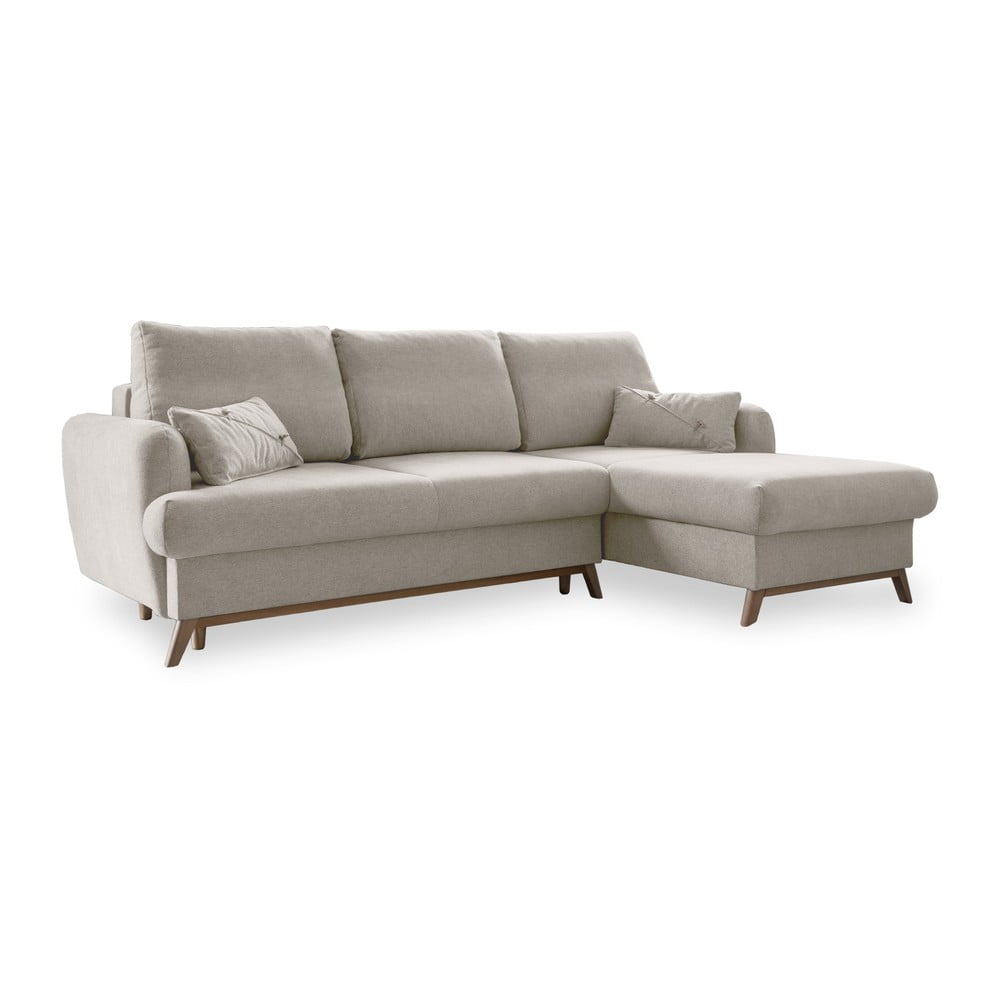 Béžová rozkládací rohová pohovka Miuform Scandic Lagom, pravý roh Béžová rozkládací rohová pohovka Miuform Scandic Lagom, pravý roh