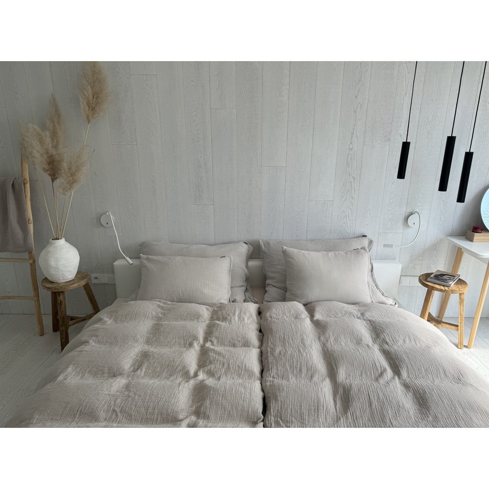 Béžové mušelínové povlečení na dvoulůžko 200x200 cm Plain Muslin – Butter Kings - Obrázek 2