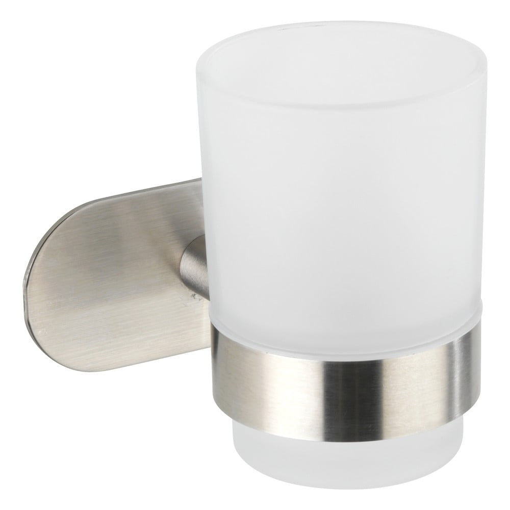 Samodržící skleněný kelímek na zubní kartáčky v matně stříbrné barvě Orea – Wenko Samodržící skleněný kelímek na zubní kartáčky v matně stříbrné barvě Orea – Wenko