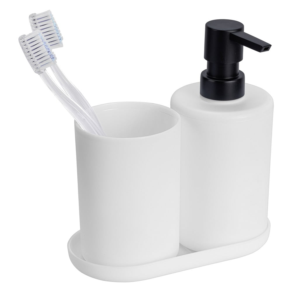 Bílá plastová sada doplňků do koupelny Fano – Allstar Bílá plastová sada doplňků do koupelny Fano – Allstar