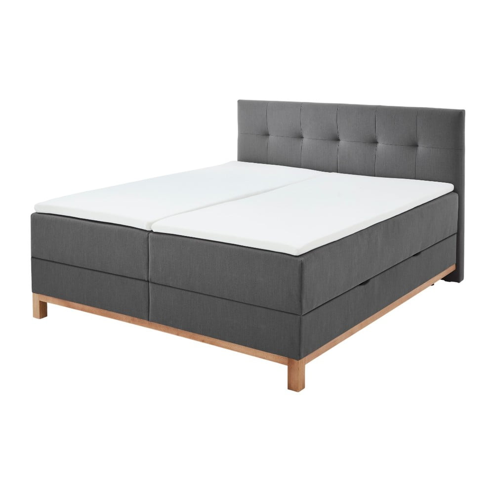 Tmavě šedá boxspring postel s úložným prostorem 160×200 cm Catania – Meise Möbel Tmavě šedá boxspring postel s úložným prostorem 160×200 cm Catania – Meise Möbel
