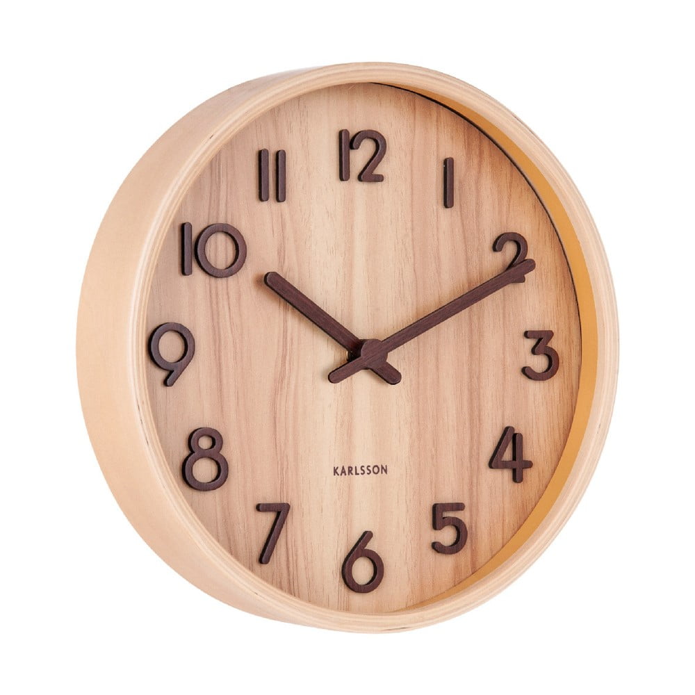 Světle hnědé nástěnné hodiny z lipového dřeva Karlsson Pure Small, ø 22 cm - Obrázek 2