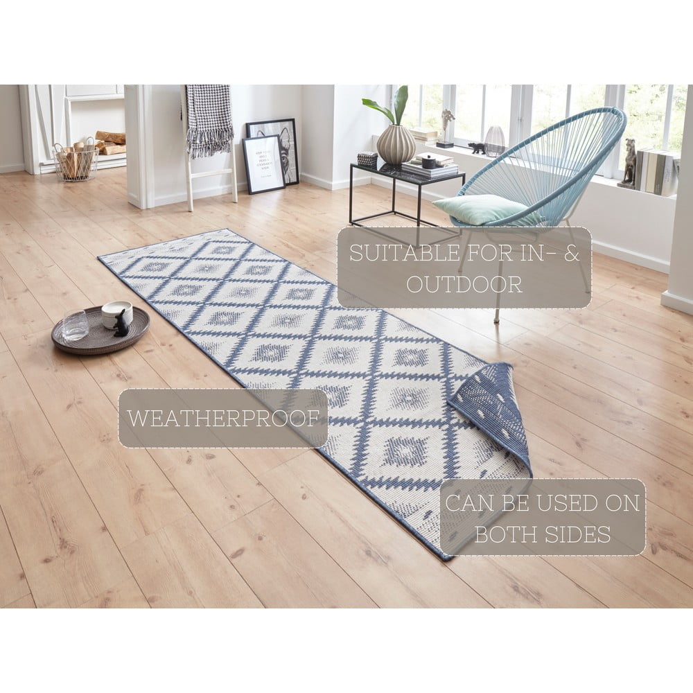 Modro-krémový venkovní koberec NORTHRUGS Malibu, 350 x 80 cm - Obrázek 2