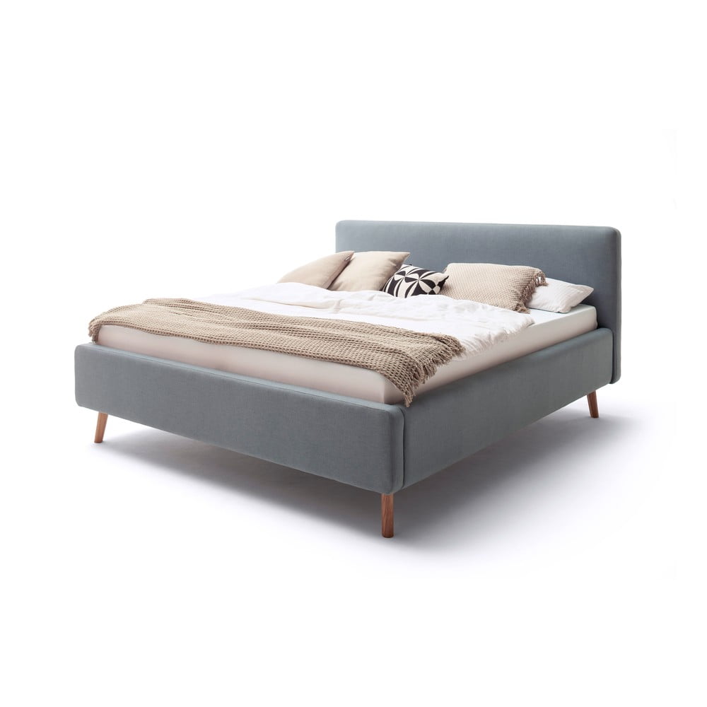 Modrošedá čalouněná dvoulůžková postel s úložným prostorem s roštem 160x200 cm Mattis – Meise Möbel - Obrázek 2