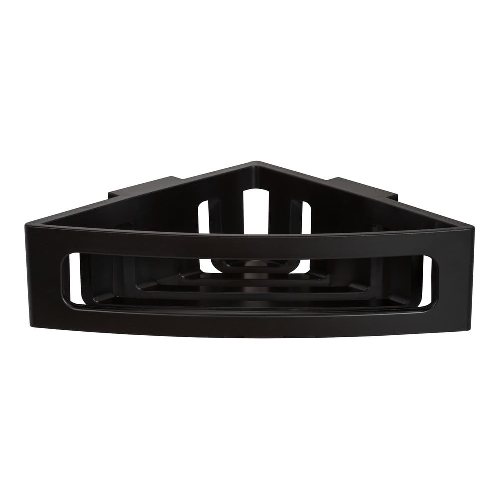 Černá rohová samodržící plastová koupelnová polička Bralia – Wenko Černá rohová samodržící plastová koupelnová polička Bralia – Wenko