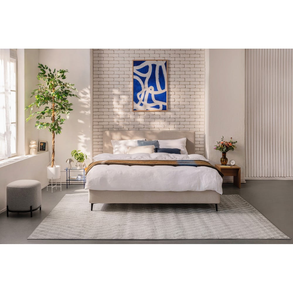 Béžová čalouněná dvoulůžková postel s matrací/s roštem 180x200 cm Noira Slim – Bonami Selection - Obrázek 2