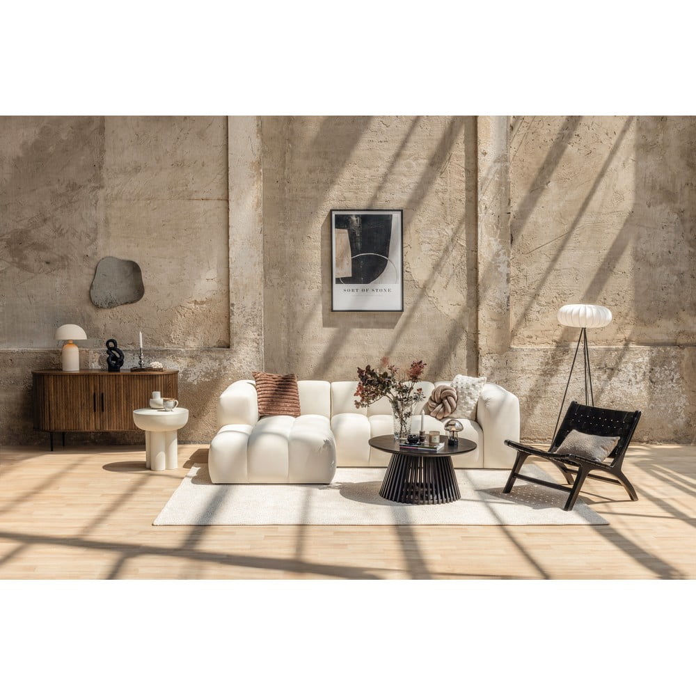 Krémová sametová rohová pohovka (pravý roh/s lenoškou) Cube – Bonami Selection - Obrázek 2