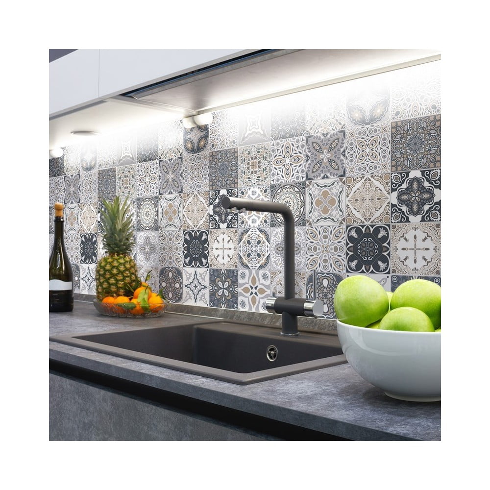 Sada 60 dekorativních samolepek na zeď Ambiance Fernando, 15 x 15 cm Sada 60 dekorativních samolepek na zeď Ambiance Fernando, 15 x 15 cm