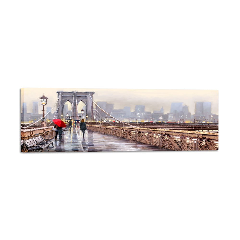 Obraz Styler Canvas Watercolor New York Bridge, 45 x 140 cm Obraz Styler Canvas Watercolor New York Bridge, 45 x 140 cm