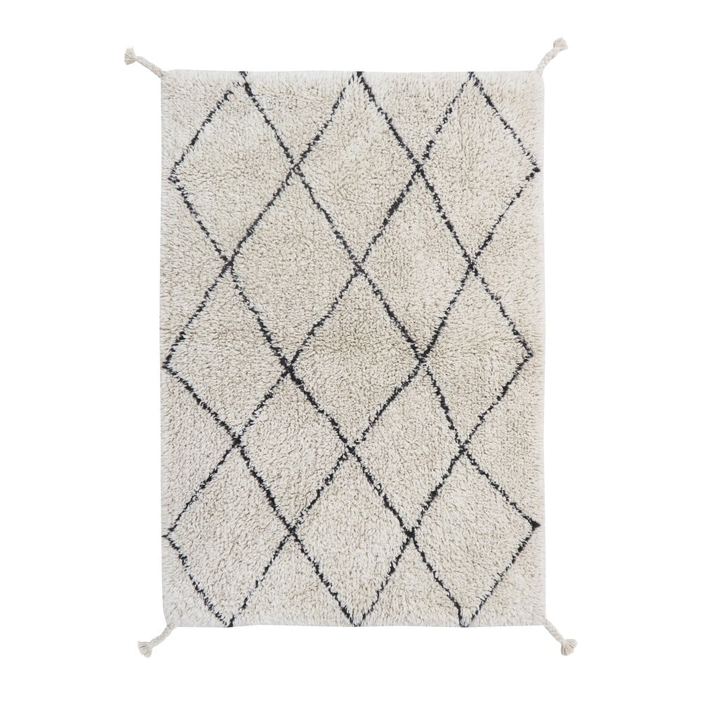 Krémový pratelný ručně tkaný bavlněný koberec 70×100 cm Mini Bereber – Lorena Canals Krémový pratelný ručně tkaný bavlněný koberec 70×100 cm Mini Bereber – Lorena Canals