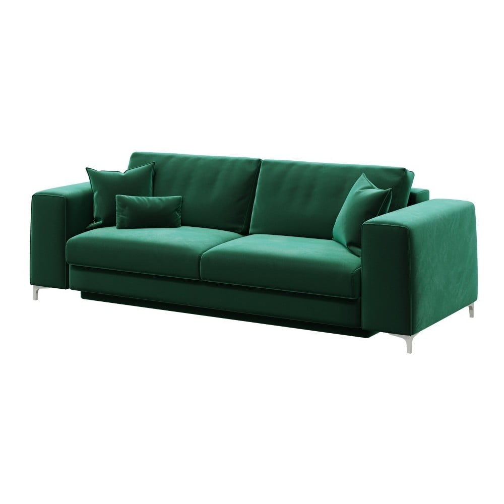 Tmavě zelená sametová rozkládací pohovka Devichy Rothe, 256 cm - Obrázek 2