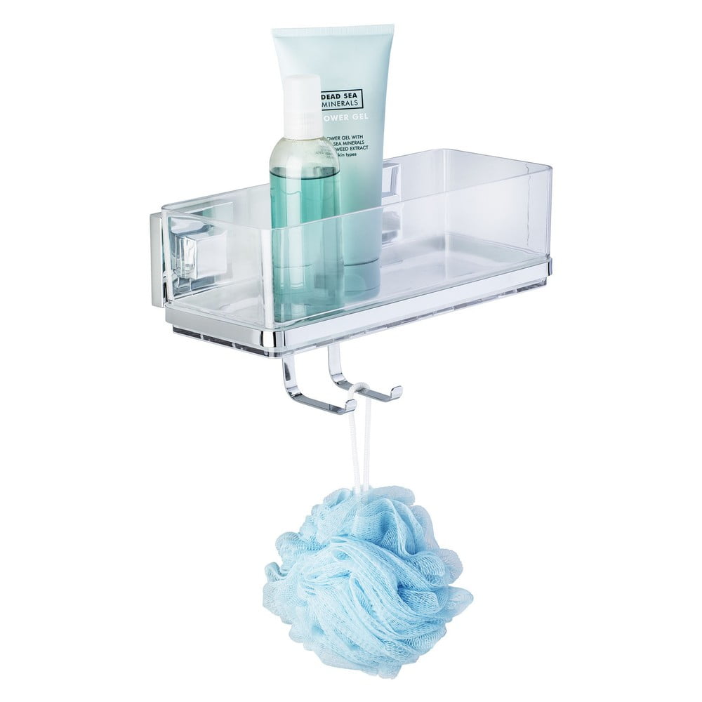 Samodržící polička se 2 háčky Wenko Vacuum-Loc, nosnost až 33 kg Samodržící polička se 2 háčky Wenko Vacuum-Loc, nosnost až 33 kg