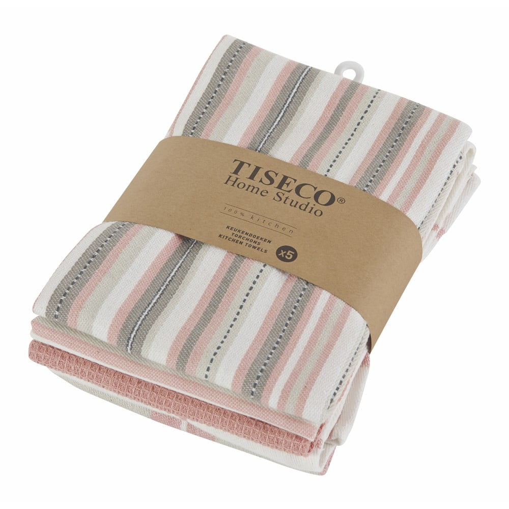 Sada 5 lososově růžových bavlněných utěrek Tiseco Home Studio, 50 x 70 cm Sada 5 lososově růžových bavlněných utěrek Tiseco Home Studio, 50 x 70 cm