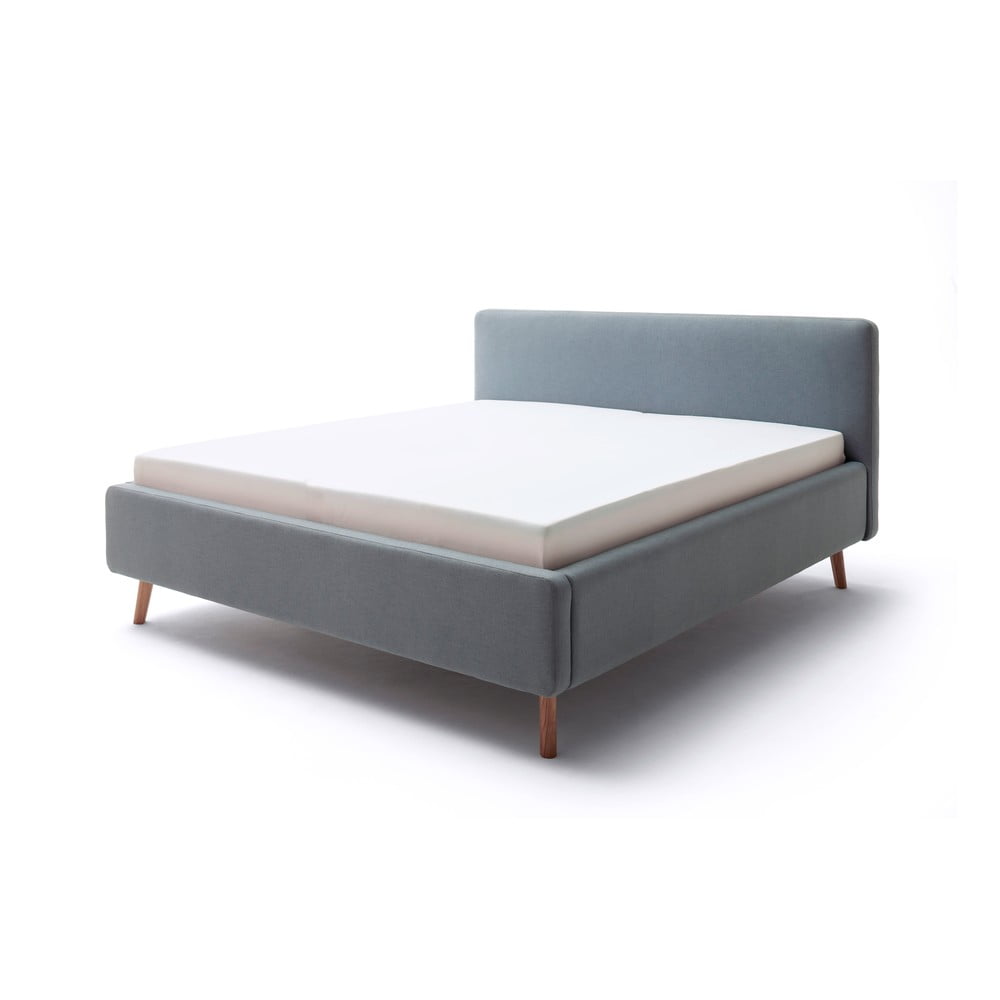 Modrošedá čalouněná dvoulůžková postel s úložným prostorem s roštem 160×200 cm Mattis – Meise Möbel Modrošedá čalouněná dvoulůžková postel s úložným prostorem s roštem 160×200 cm Mattis – Meise Möbel