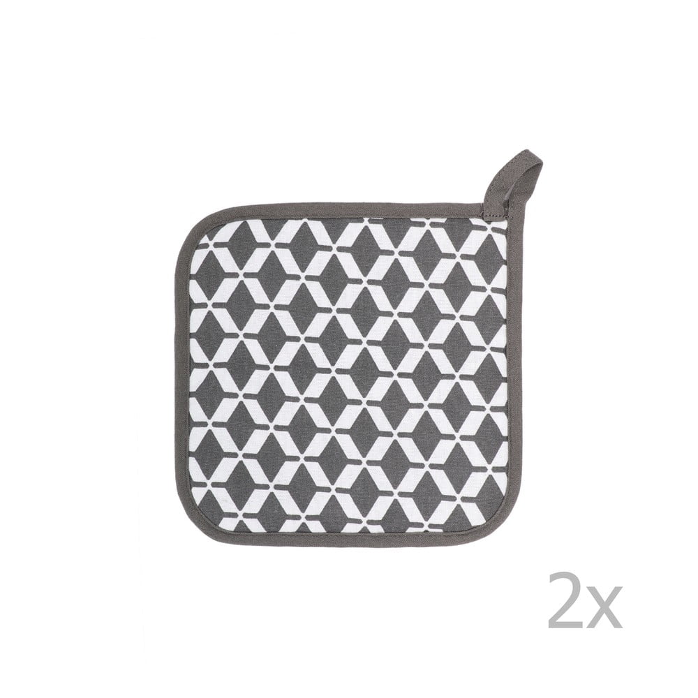 Sada 2 šedých bavlněných chňapek Tiseco Home Studio Square - Obrázek 2