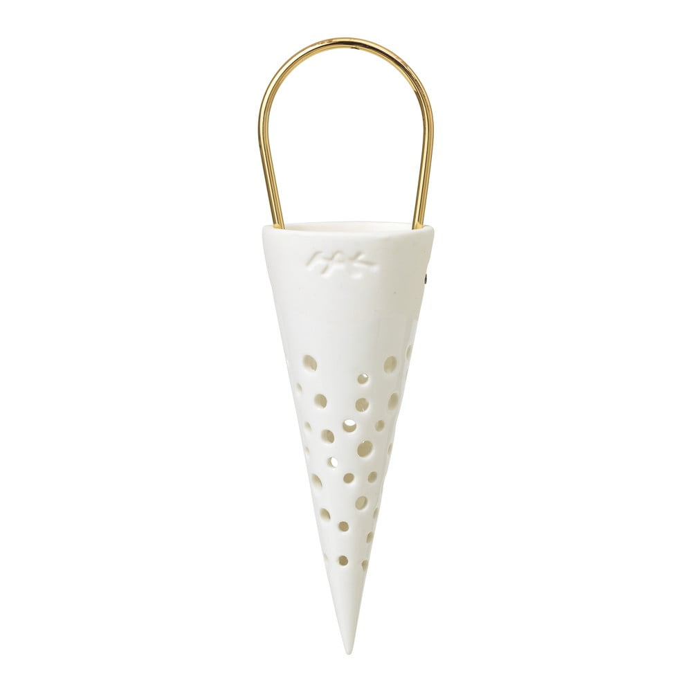 Bílá keramická závěsná dekorace Kähler Design Cone, výška 14,5 cm Bílá keramická závěsná dekorace Kähler Design Cone, výška 14,5 cm