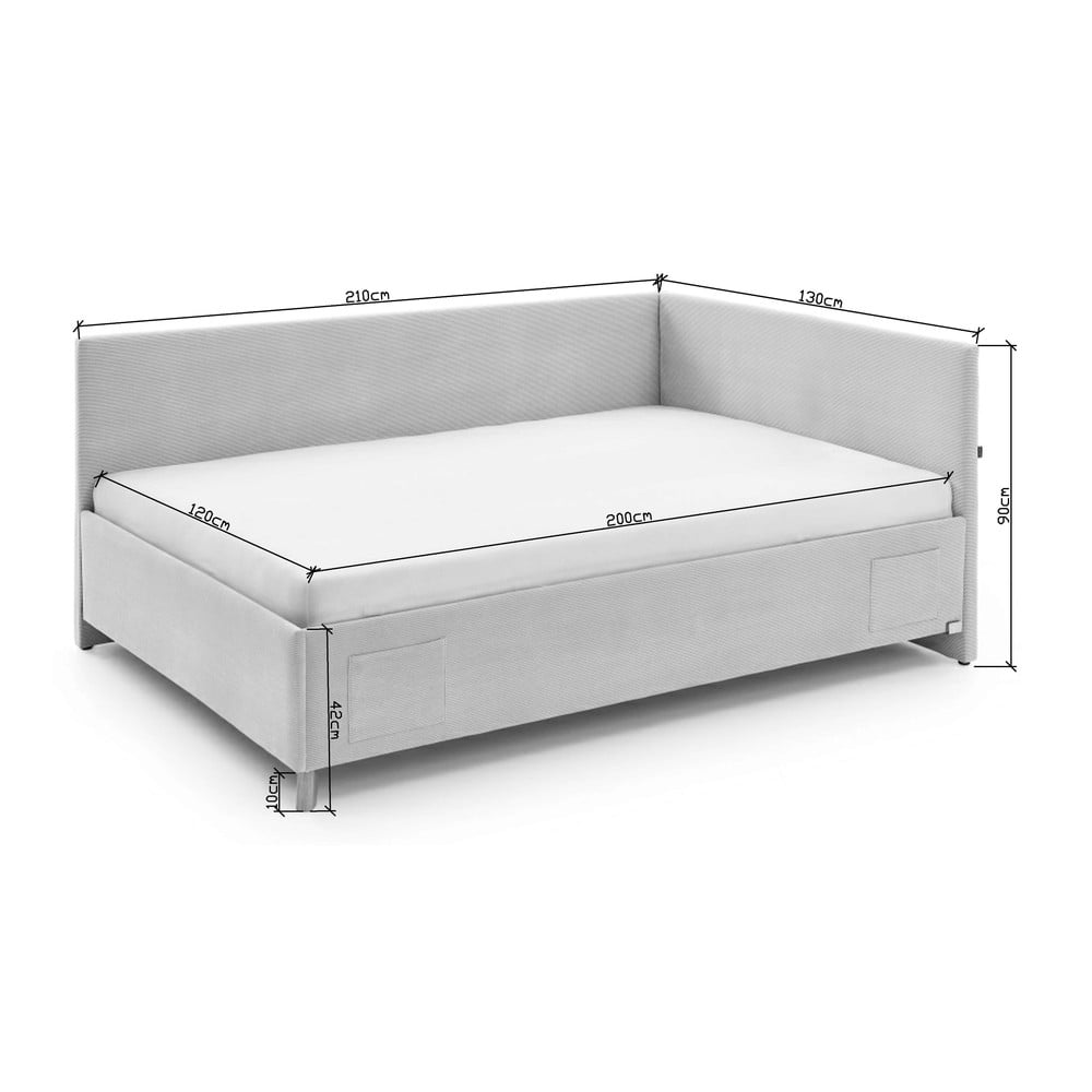 Antracitová čalouněná rohová dětská postel s úložným prostorem s roštem 120x200 cm Cool – Meise Möbel - Obrázek 2