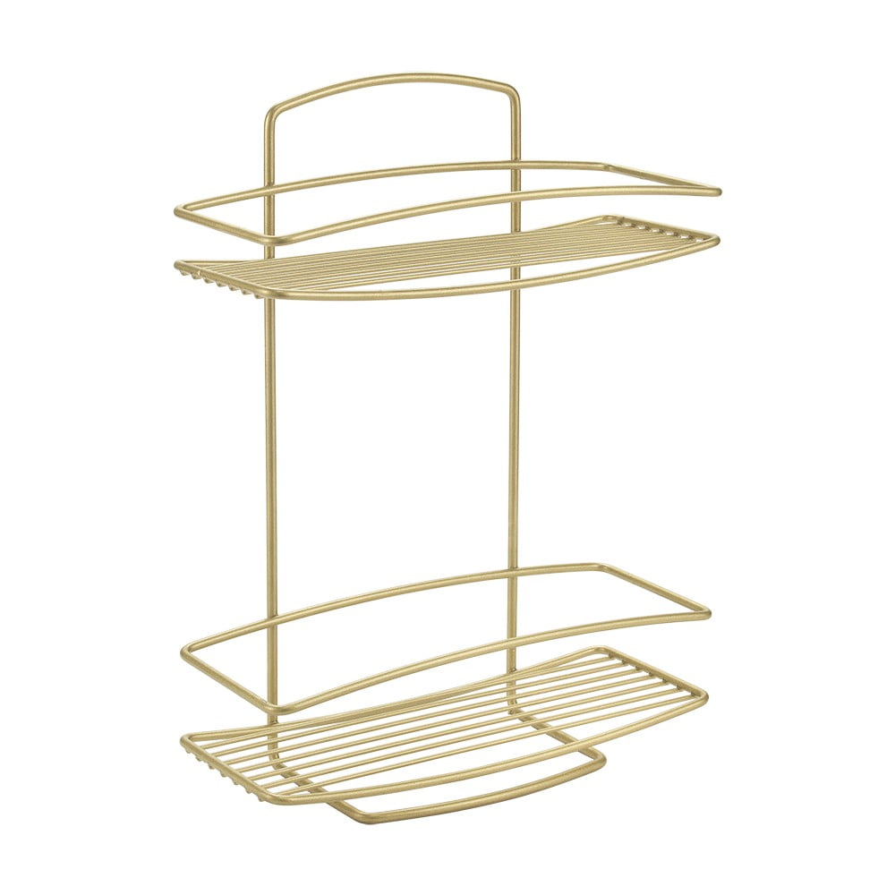 Ocelová koupelnová polička ve zlaté barvě Onda – Metaltex Ocelová koupelnová polička ve zlaté barvě Onda – Metaltex