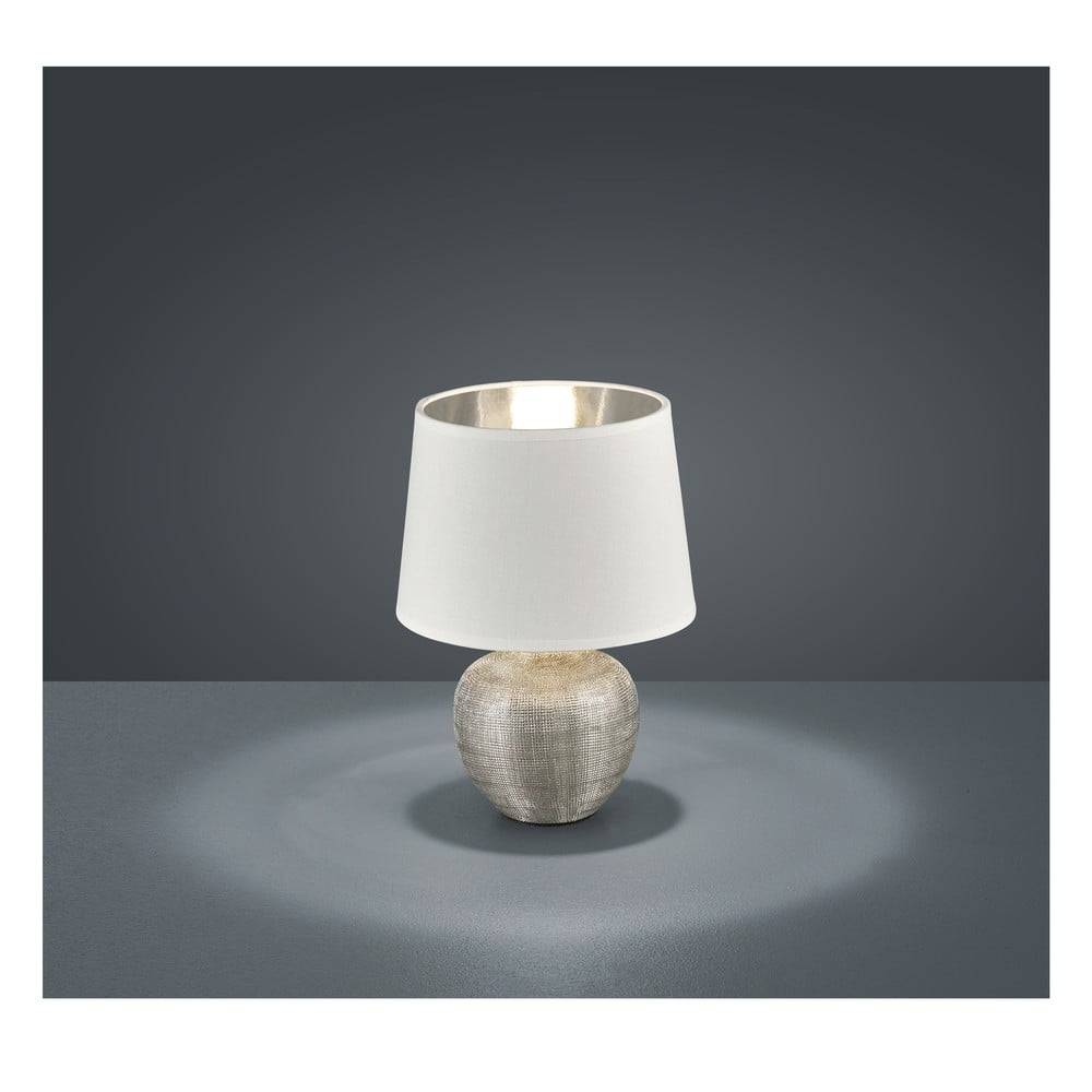 Bílá stolní lampa z keramiky a tkaniny Trio Luxor, výška 26 cm - Obrázek 2
