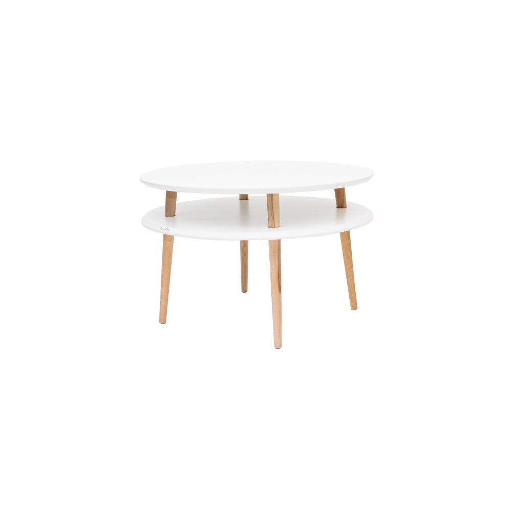 Bílý konferenční stolek s přírodními nohami Ragaba UFO, Ø 70 cm Bílý konferenční stolek s přírodními nohami Ragaba UFO, Ø 70 cm