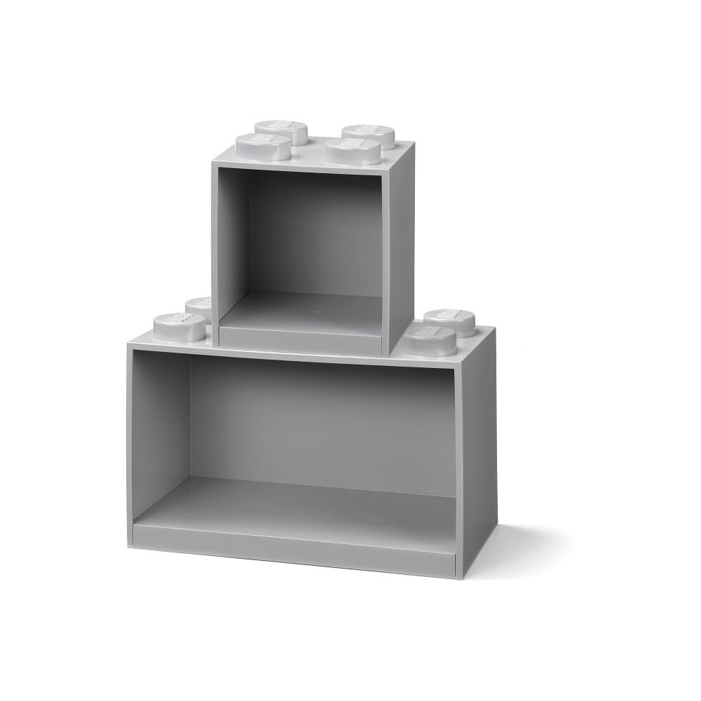 Sada 2 dětských šedých nástěnných polic LEGO® Brick Sada 2 dětských šedých nástěnných polic LEGO® Brick