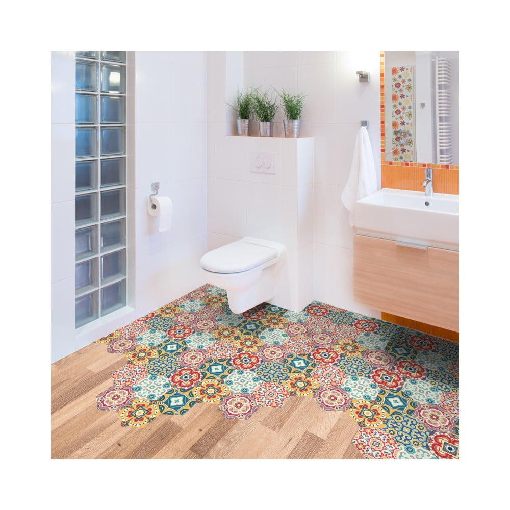 Sada 10 samolepek na podlahu Ambiance Floor Stickers Hexagons Lorena, 40 x 90 cm - Obrázek 2
