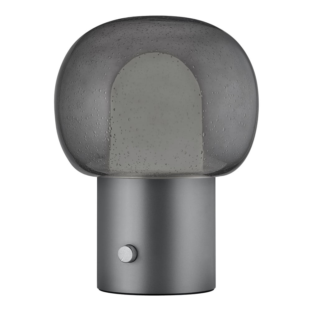 Antracitová hliníková LED stolní lampa se skleněným stínidlem (výška 32 cm) Iris – Blomus Antracitová hliníková LED stolní lampa se skleněným stínidlem (výška 32 cm) Iris – Blomus