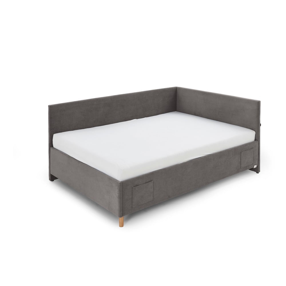 Antracitová čalouněná rohová dětská postel s úložným prostorem s roštem 120×200 cm Cool – Meise Möbel Antracitová čalouněná rohová dětská postel s úložným prostorem s roštem 120×200 cm Cool – Meise Möbel