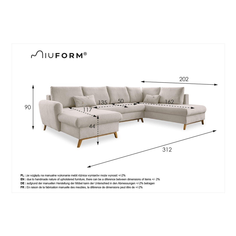 Tmavě šedá rozkládací pohovka do "U" Miuform Scandic Lagom, pravý roh - Obrázek 2