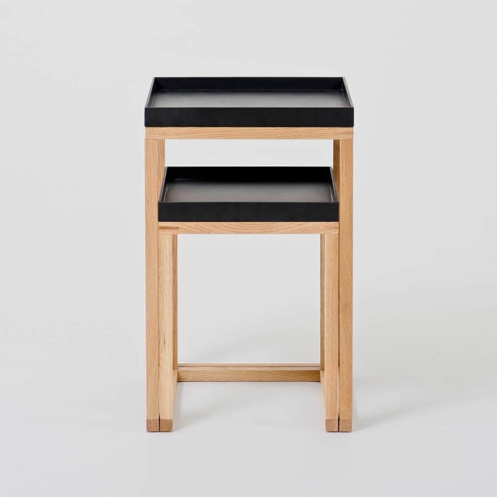 Sada 2 dubových odkládacích stolků s černou deskou Wireworks Oak - Obrázek 2